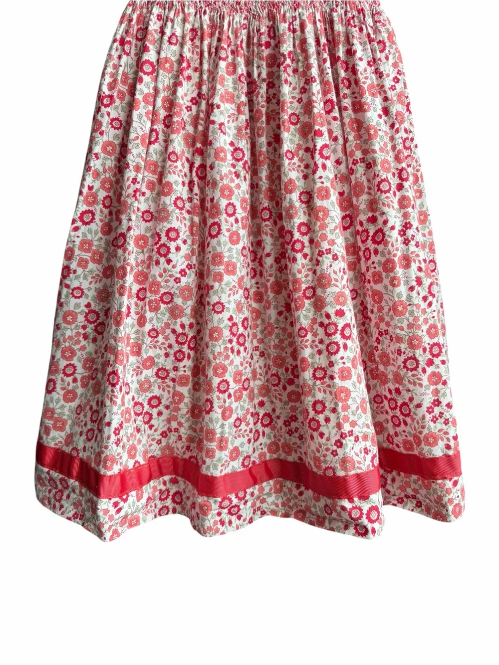 Edgehill Collection Girls Size 6X Red Floral Smocked Cotton Dress Cottagecore